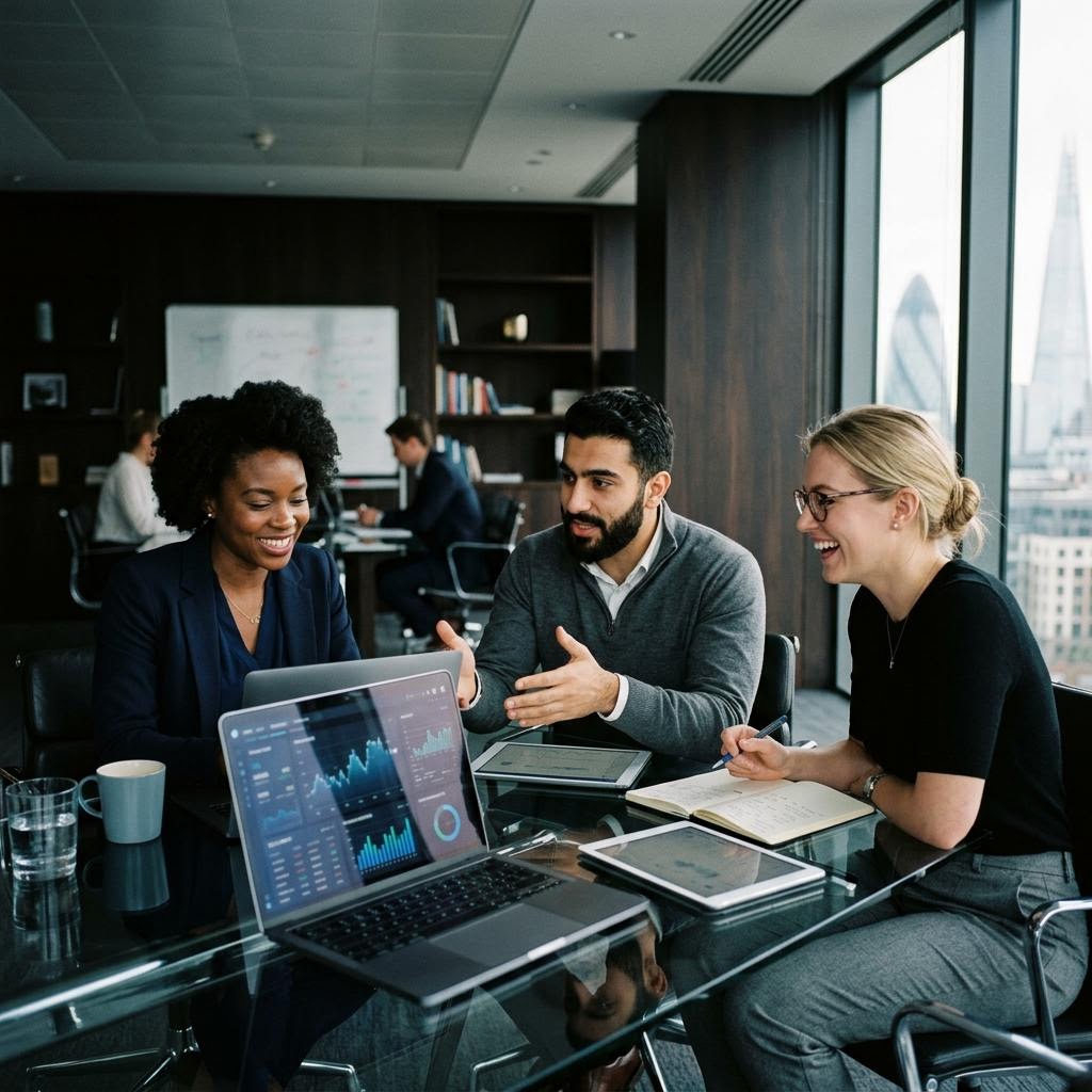 Finanzanalysten bei der Datenmodellierung im Büro
